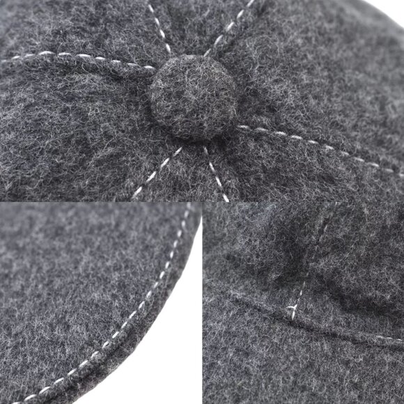 090248AR (S3) Gucci Cap Web Sherry Line Gray Wool - Picture 7 of 14